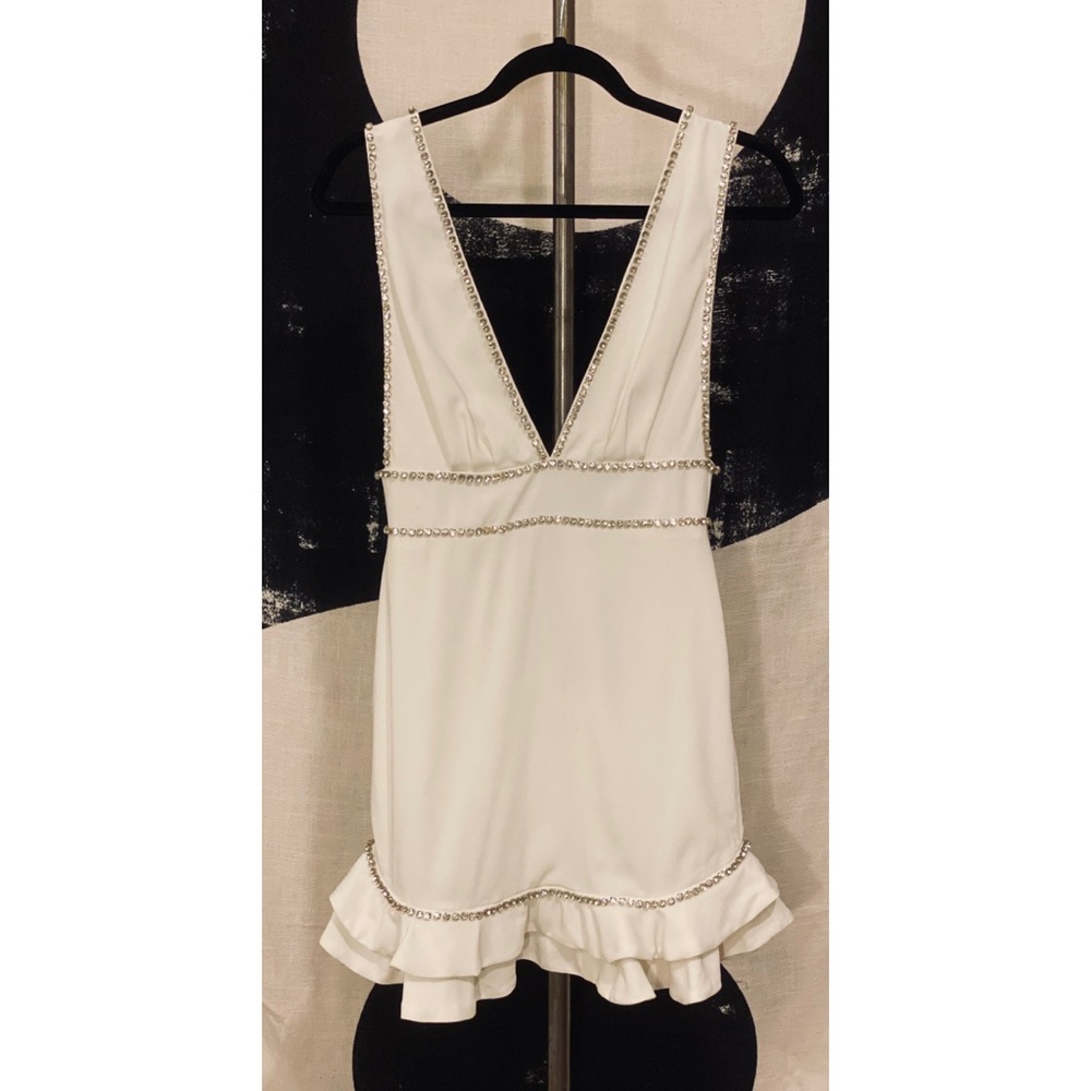 NBD SM “Santrie” White Jeweled Mini Dress